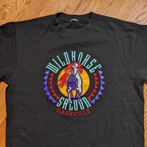 Vintage 90's Western Style Nashville Shirt Men's black tee retro horse t-shirt